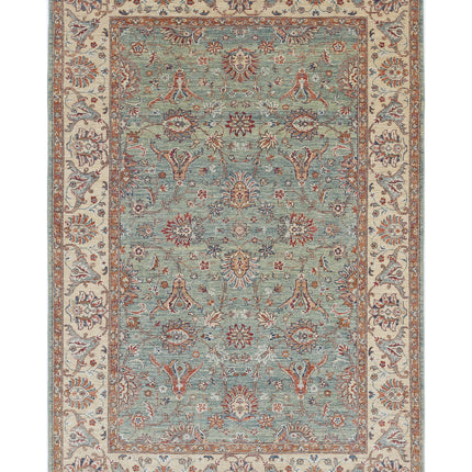 Ziegler 5' 6" X 8' 2" Hand Knotted Wool Rug 5' 6" X 8' 2" (168 X 249) / Green / Wool