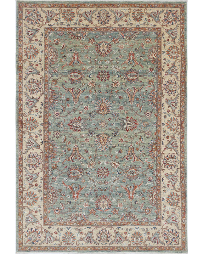 Ziegler 5' 6" X 8' 2" Hand Knotted Wool Rug 5' 6" X 8' 2" (168 X 249) / Green / Wool