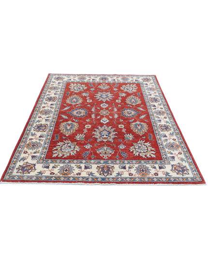 Ziegler 4' 10" X 6' 6" Hand Knotted Wool Rug 4' 10" X 6' 6" (147 X 198) / Red / Wool