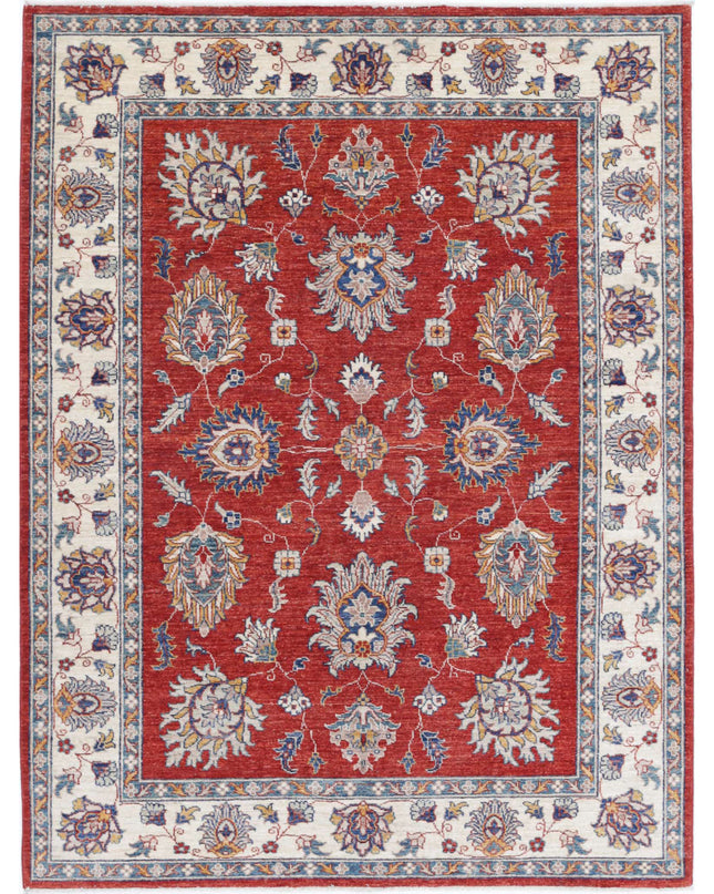 Ziegler 4' 10" X 6' 6" Hand Knotted Wool Rug 4' 10" X 6' 6" (147 X 198) / Red / Wool
