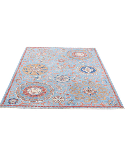 Ziegler 5' 0" X 6' 4" Hand Knotted Wool Rug 5' 0" X 6' 4" (152 X 193) / Blue / Wool