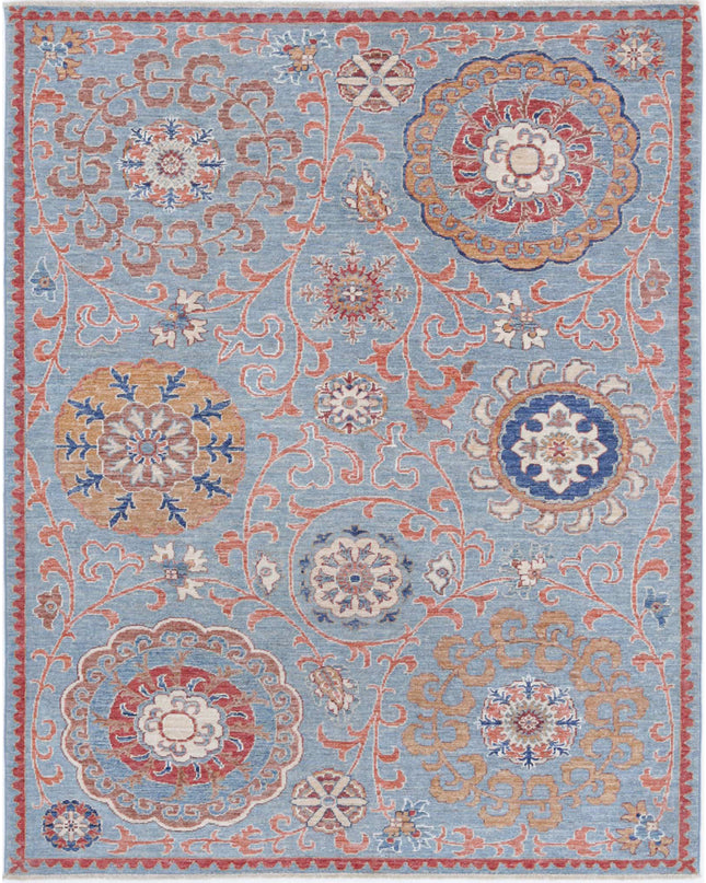 Ziegler 5' 0" X 6' 4" Hand Knotted Wool Rug 5' 0" X 6' 4" (152 X 193) / Blue / Wool