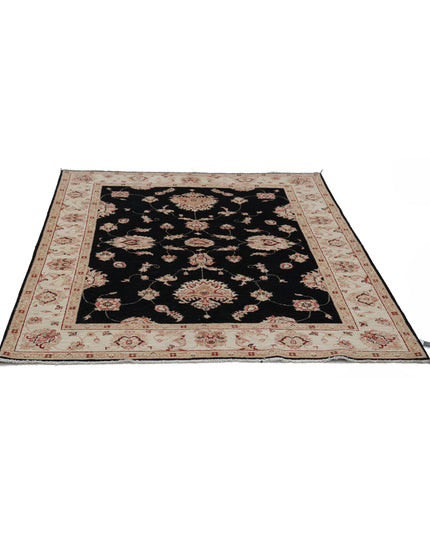 Ziegler 4' 11" X 6' 3" Hand Knotted Wool Rug 4' 11" X 6' 3" (150 X 191) / Black / Wool