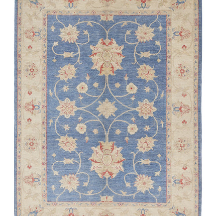Ziegler 4' 10" X 6' 8" Hand Knotted Wool Rug 4' 10" X 6' 8" (147 X 203) / Blue / Wool