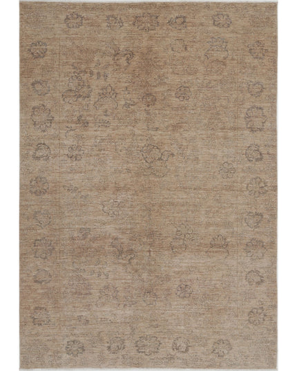 Ziegler 6' 6" X 9' 3" Hand Knotted Wool Rug 6' 6" X 9' 3" (198 X 282) / Brown / Wool
