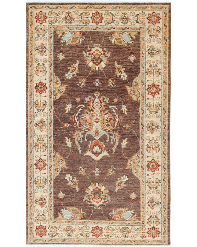 Ziegler 2' 10" X 4' 9" Hand Knotted Wool Rug 2' 10" X 4' 9" (86 X 145) / Brown / Wool