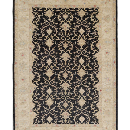 Ziegler 5' 6" X 8' 0" Hand Knotted Wool Rug 5' 6" X 8' 0" (168 X 244) / Black / Wool
