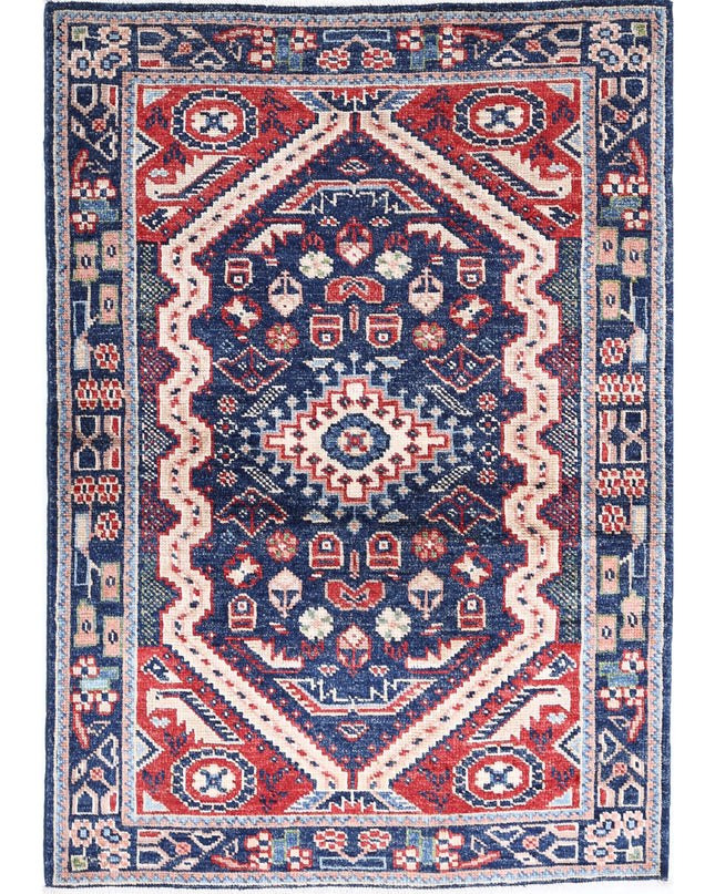 Ziegler 3' 4" X 4' 10" Hand Knotted Wool Rug 3' 4" X 4' 10" (101 X 147) / Blue / Wool