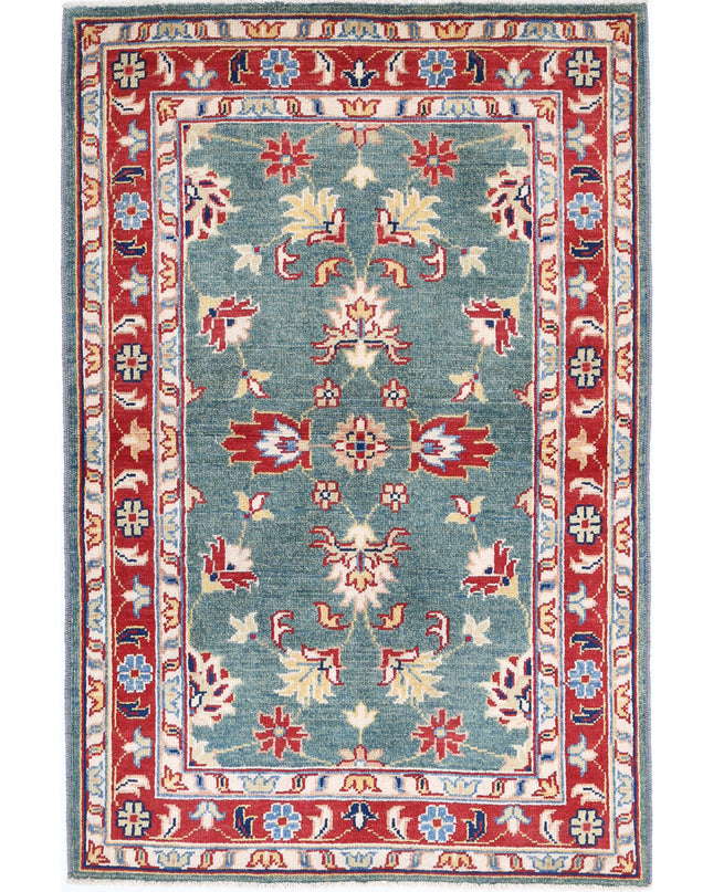 Ziegler 3' 2" X 4' 10" Hand Knotted Wool Rug 3' 2" X 4' 10" (97 X 147) / Green / Wool