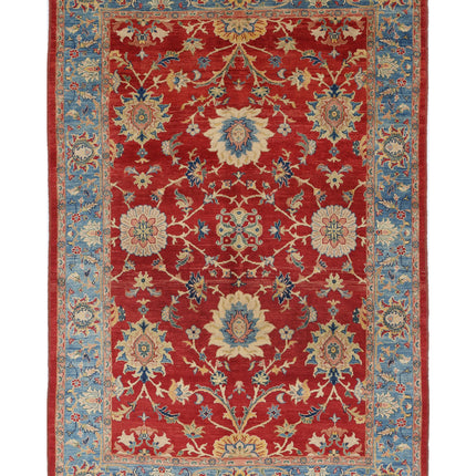 Ziegler 6' 6" X 9' 8" Hand Knotted Wool Rug 6' 6" X 9' 8" (198 X 295) / Red / Wool