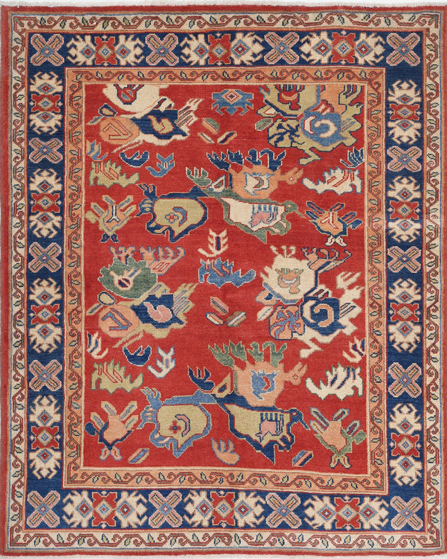 Ziegler 5' 0" X 6' 4" Hand Knotted Wool Rug 5' 0" X 6' 4" (152 X 193) / Red / Wool