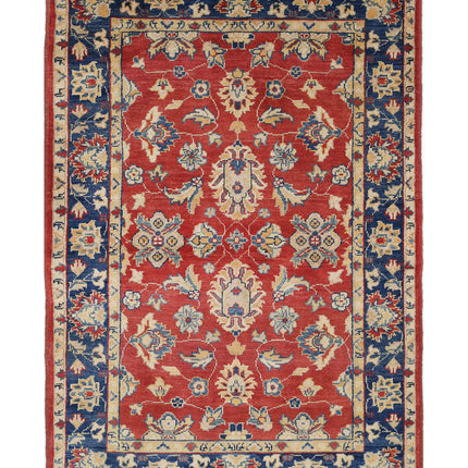 Ziegler 4' 0" X 5' 10" Hand Knotted Wool Rug 4' 0" X 5' 10" (122 X 178) / Red / Wool