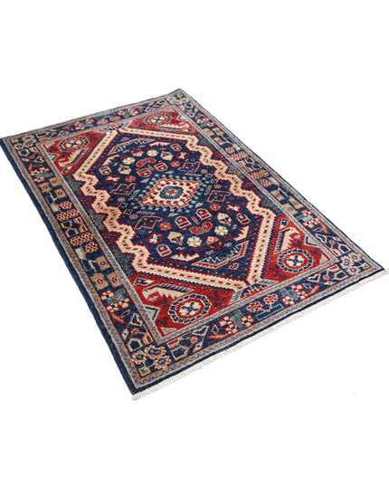 Ziegler 3' 4" X 4' 10" Hand Knotted Wool Rug 3' 4" X 4' 10" (101 X 147) / Blue / Wool