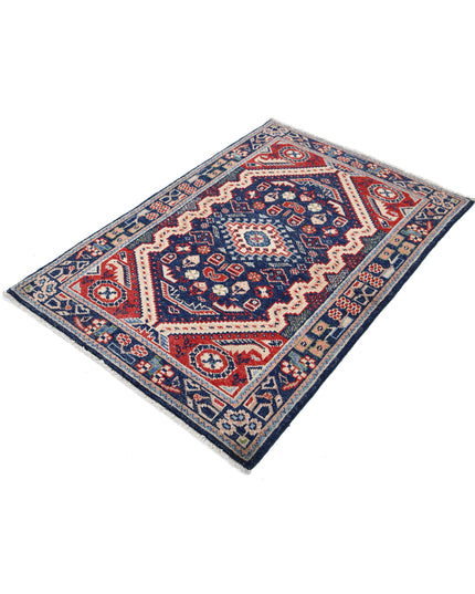 Ziegler 3' 4" X 4' 10" Hand Knotted Wool Rug 3' 4" X 4' 10" (101 X 147) / Blue / Wool