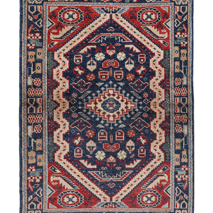 Ziegler 3' 4" X 4' 10" Hand Knotted Wool Rug 3' 4" X 4' 10" (101 X 147) / Blue / Wool