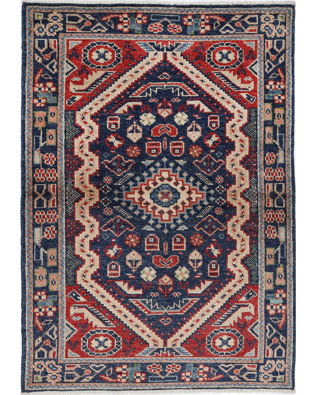 Ziegler 3' 4" X 4' 10" Hand Knotted Wool Rug 3' 4" X 4' 10" (101 X 147) / Blue / Wool