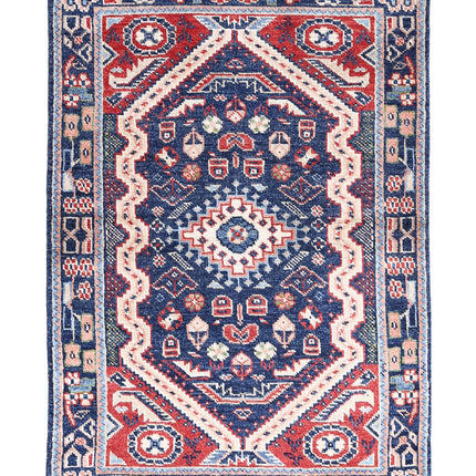 Ziegler 3' 3" X 4' 10" Hand Knotted Wool Rug 3' 3" X 4' 10" (99 X 147) / Blue / Wool