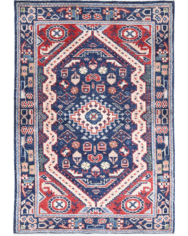 Ziegler 3' 3" X 4' 10" Hand Knotted Wool Rug 3' 3" X 4' 10" (99 X 147) / Blue / Wool