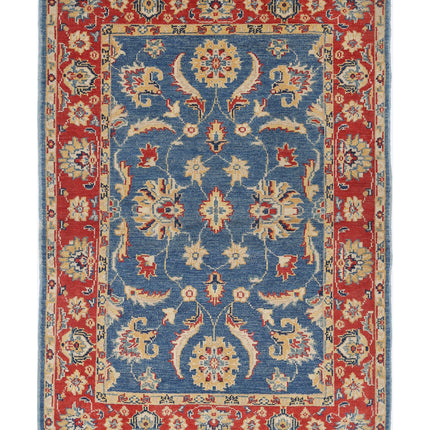 Ziegler 3' 4" X 4' 8" Hand Knotted Wool Rug 3' 4" X 4' 8" (101 X 142) / Blue / Wool