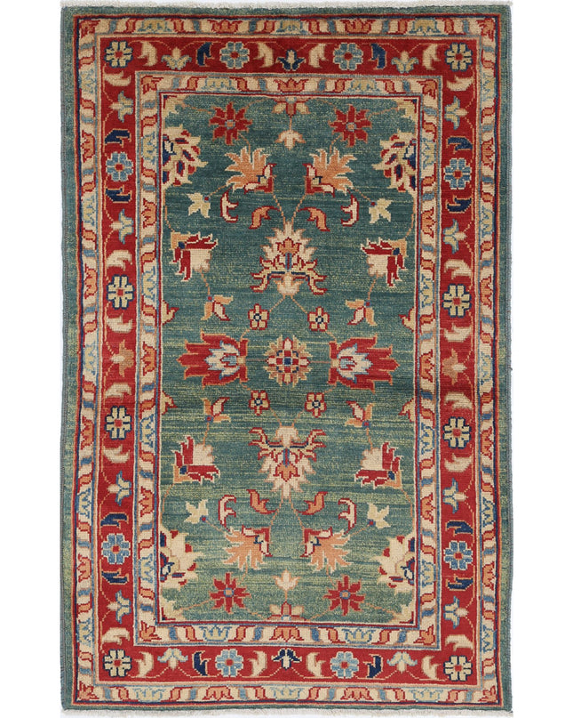 Ziegler 3' 0" X 4' 10" Hand Knotted Wool Rug 3' 0" X 4' 10" (91 X 147) / Green / Wool
