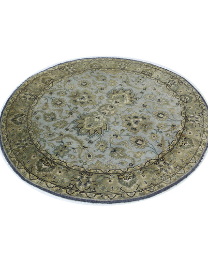 Ziegler 4' 8" X 4' 11" Hand Knotted Wool Rug 4' 8" X 4' 11" (142 X 150) / Blue / Wool