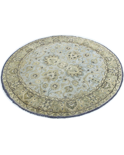 Ziegler 4' 8" X 4' 11" Hand Knotted Wool Rug 4' 8" X 4' 11" (142 X 150) / Blue / Wool