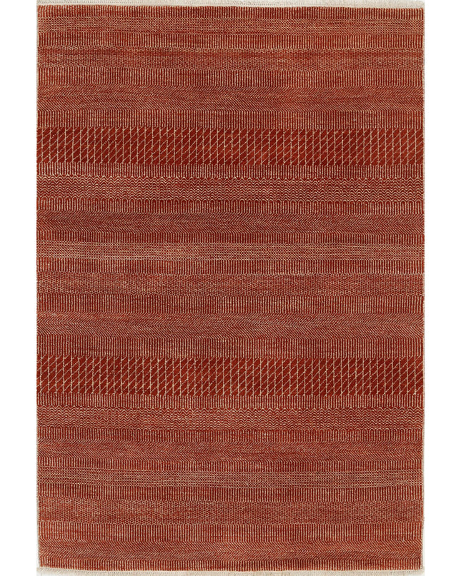 Ziegler 4' 0" X 5' 10" Hand Knotted Wool Rug 4' 0" X 5' 10" (122 X 178) / Rust / Wool
