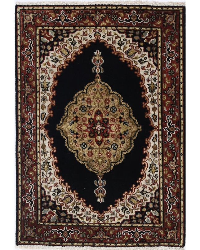 Ziegler 1' 11" X 2' 10" Hand Knotted Wool Rug 1' 11" X 2' 10" (59 X 86) / Black / Wool