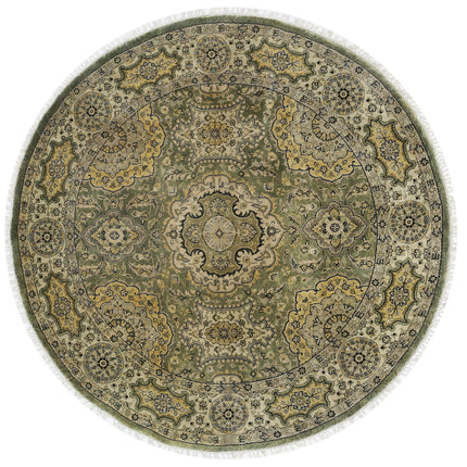 Ziegler 5' 11" X 6' 3" Hand Knotted Wool Rug 5' 11" X 6' 3" (180 X 191) / Ivory / Wool