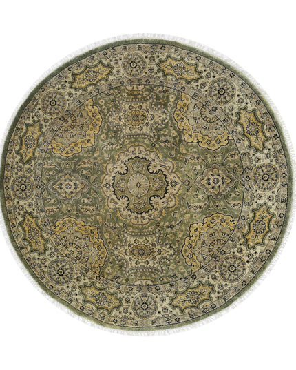 Ziegler 5' 11" X 6' 3" Hand Knotted Wool Rug 5' 11" X 6' 3" (180 X 191) / Ivory / Wool