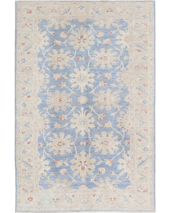Ziegler 4' 2" X 6' 4" Hand Knotted Wool Rug 4' 2" X 6' 4" (127 X 193) / Blue / Wool