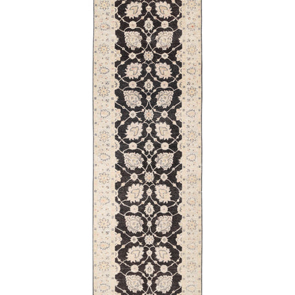 Ziegler 3' 10" X 12' 8" Hand Knotted Wool Rug 3' 10" X 12' 8" (117 X 386) / Black / Wool