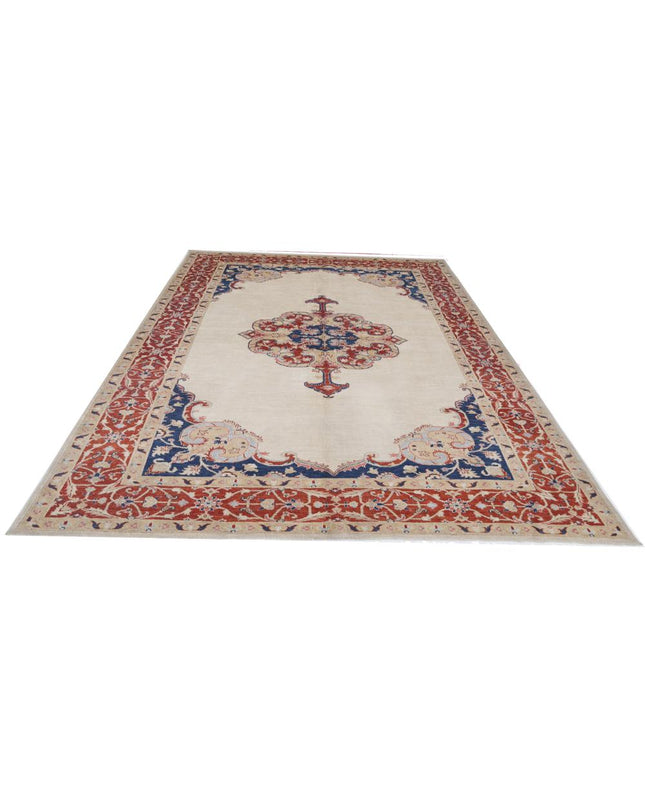 Ziegler 6' 9" X 9' 3" Hand Knotted Wool Rug 6' 9" X 9' 3" (206 X 282) / Ivory / Wool