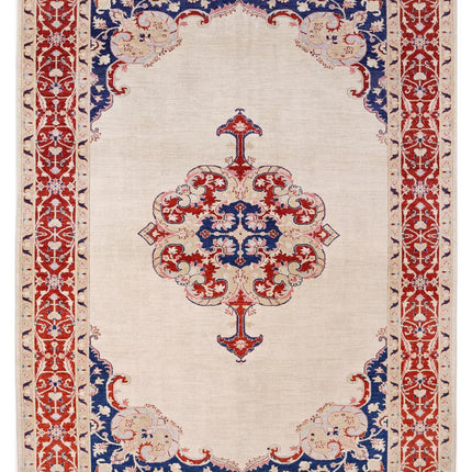 Ziegler 6' 9" X 9' 3" Hand Knotted Wool Rug 6' 9" X 9' 3" (206 X 282) / Ivory / Wool