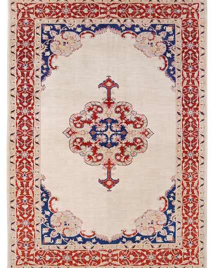Ziegler 6' 9" X 9' 3" Hand Knotted Wool Rug 6' 9" X 9' 3" (206 X 282) / Ivory / Wool