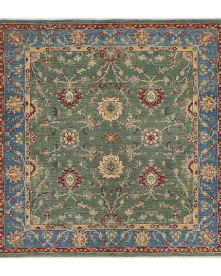 Ziegler 6' 5" X 6' 5" Hand Knotted Wool Rug 6' 5" X 6' 5" (196 X 196) / Green / Wool