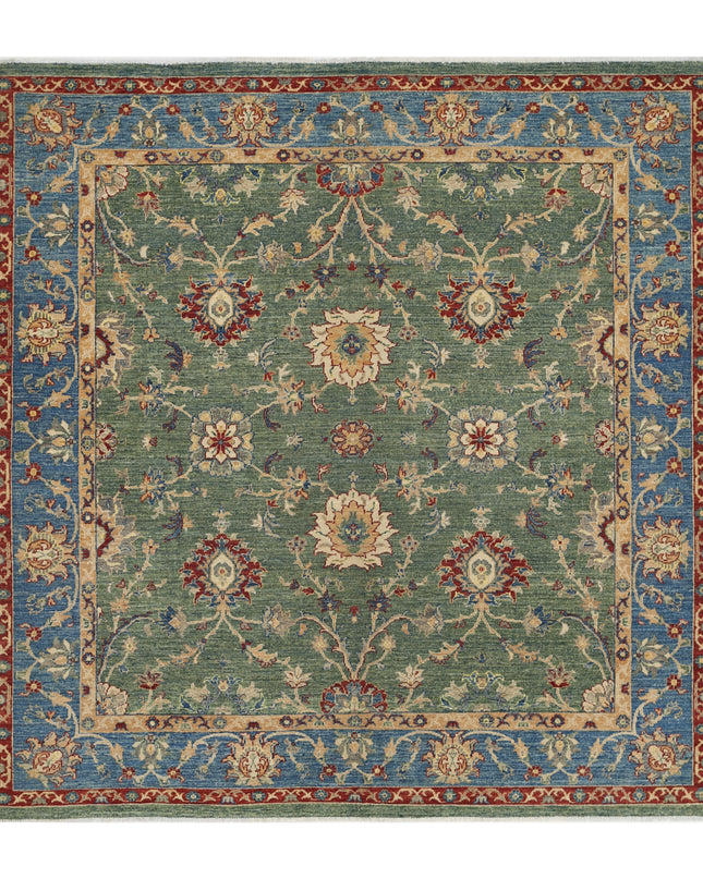 Ziegler 6' 5" X 6' 5" Hand Knotted Wool Rug 6' 5" X 6' 5" (196 X 196) / Green / Wool
