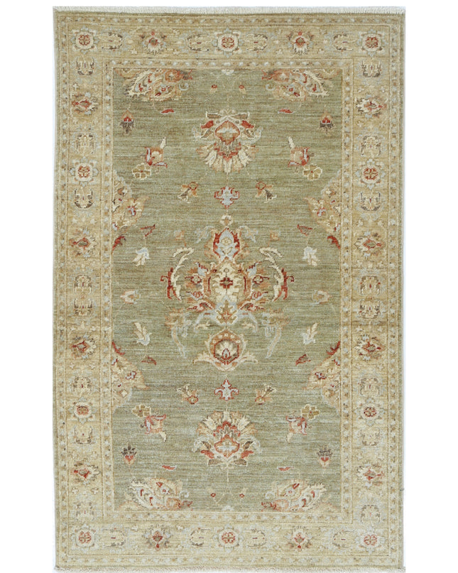 Ziegler 2' 11" X 4' 9" Hand Knotted Wool Rug 2' 11" X 4' 9" (89 X 145) / Green / Wool