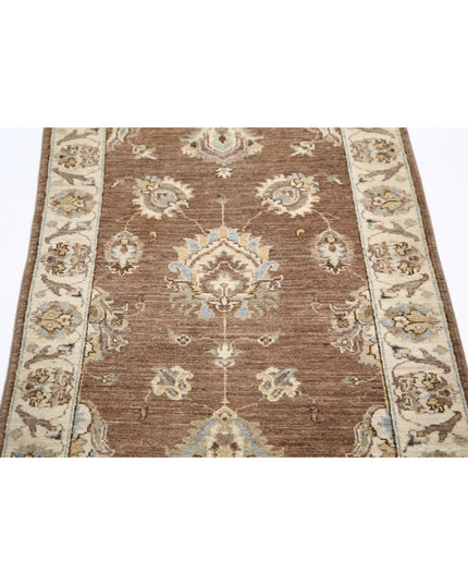Ziegler 2' 4" X 8' 6" Hand Knotted Wool Rug 2' 4" X 8' 6" (71 X 259) / Brown / Wool