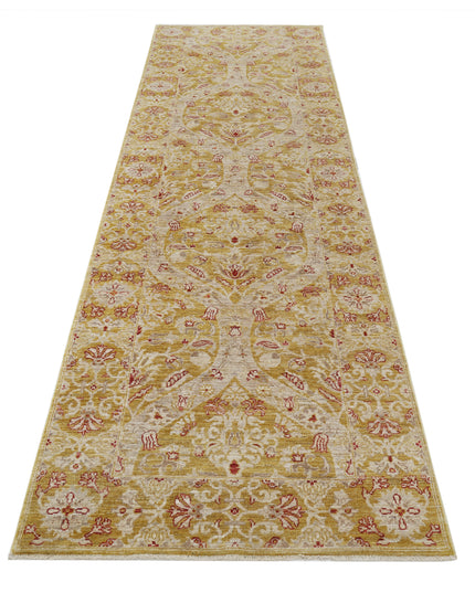 Ziegler 3' 1" X 9' 8" Hand Knotted Wool Rug 3' 1" X 9' 8" (94 X 295) / Gold / Wool