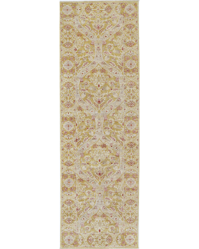 Ziegler 3' 1" X 9' 8" Hand Knotted Wool Rug 3' 1" X 9' 8" (94 X 295) / Gold / Wool