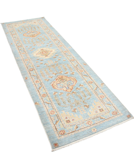 Ziegler 2' 9" X 8' 2" Hand Knotted Wool Rug 2' 9" X 8' 2" (84 X 249) / Blue / Wool