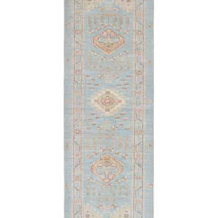 Ziegler 2' 9" X 8' 2" Hand Knotted Wool Rug 2' 9" X 8' 2" (84 X 249) / Blue / Wool