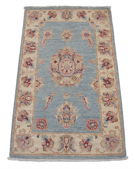 Ziegler 2' 0" X 3' 4" Hand Knotted Wool Rug 2' 0" X 3' 4" (61 X 101) / Blue / Wool