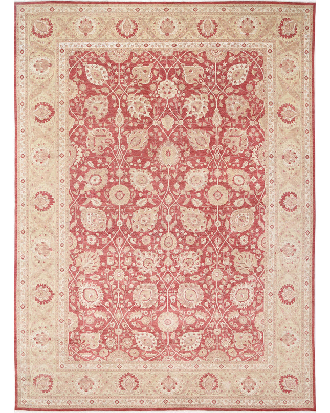 Ziegler 13' 3" X 18' 4" Hand Knotted Wool Rug 13' 3" X 18' 4" (404 X 559) / Red / Wool