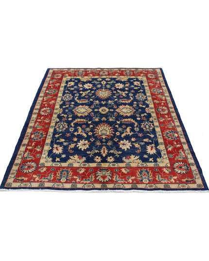 Ziegler 4' 9" X 5' 9" Hand Knotted Wool Rug 4' 9" X 5' 9" (145 X 175) / Blue / Wool