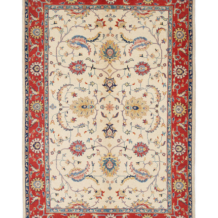 Ziegler 6' 6" X 9' 9" Hand Knotted Wool Rug 6' 6" X 9' 9" (198 X 297) / Ivory / Wool