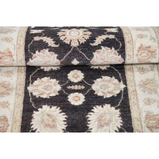 Ziegler 2' 8" X 8' 1" Wool Hand-Knotted Rug 2' 8" X 8' 1" (81 X 246) / Black / Ivory