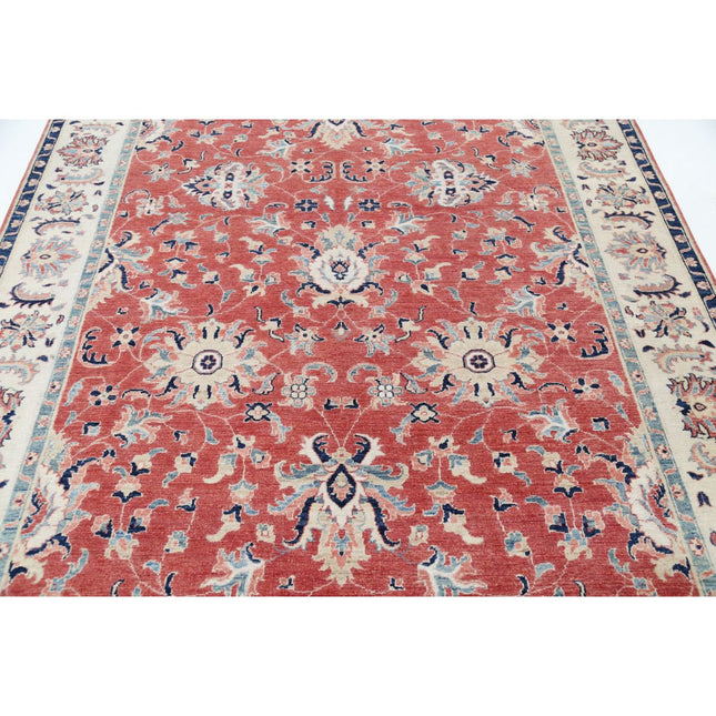 Ziegler 6' 9" X 9' 4" Wool Hand-Knotted Rug 6' 9" X 9' 4" (206 X 284) / Red / Ivory