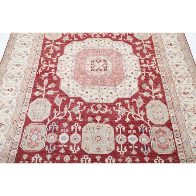 Ziegler 5' 7" X 7' 11" Wool Hand-Knotted Rug 5' 7" X 7' 11" (170 X 241) / Red / Ivory